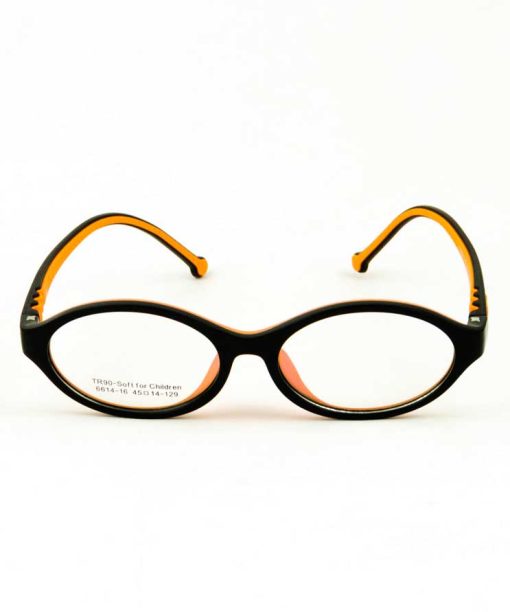 Armação infantil Óculos Grau Preto/Laranja 6614-16 Silicone Flexível Nylon Brilhante Medidas_45.14.129