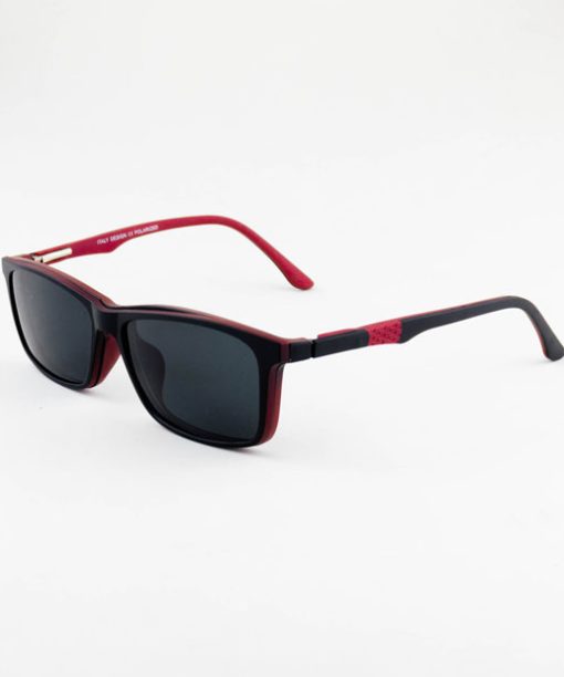 Óculos Solar UV Clipon Polarizado 3 em 1 acetato 5039 quadrado masculino preto vermelho c3 54.15.142