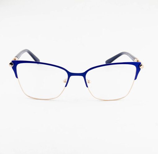 Armação oculos metal 23206 gatinho feminino azul c4 53.18.140