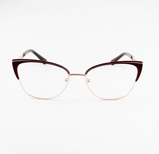 Armação oculos metal 23204 gatinho feminino vinho c6 53.18.140