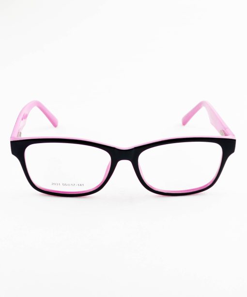 armação oculos acetato 2031 quadrado feminino preto/rosa  55.17.141