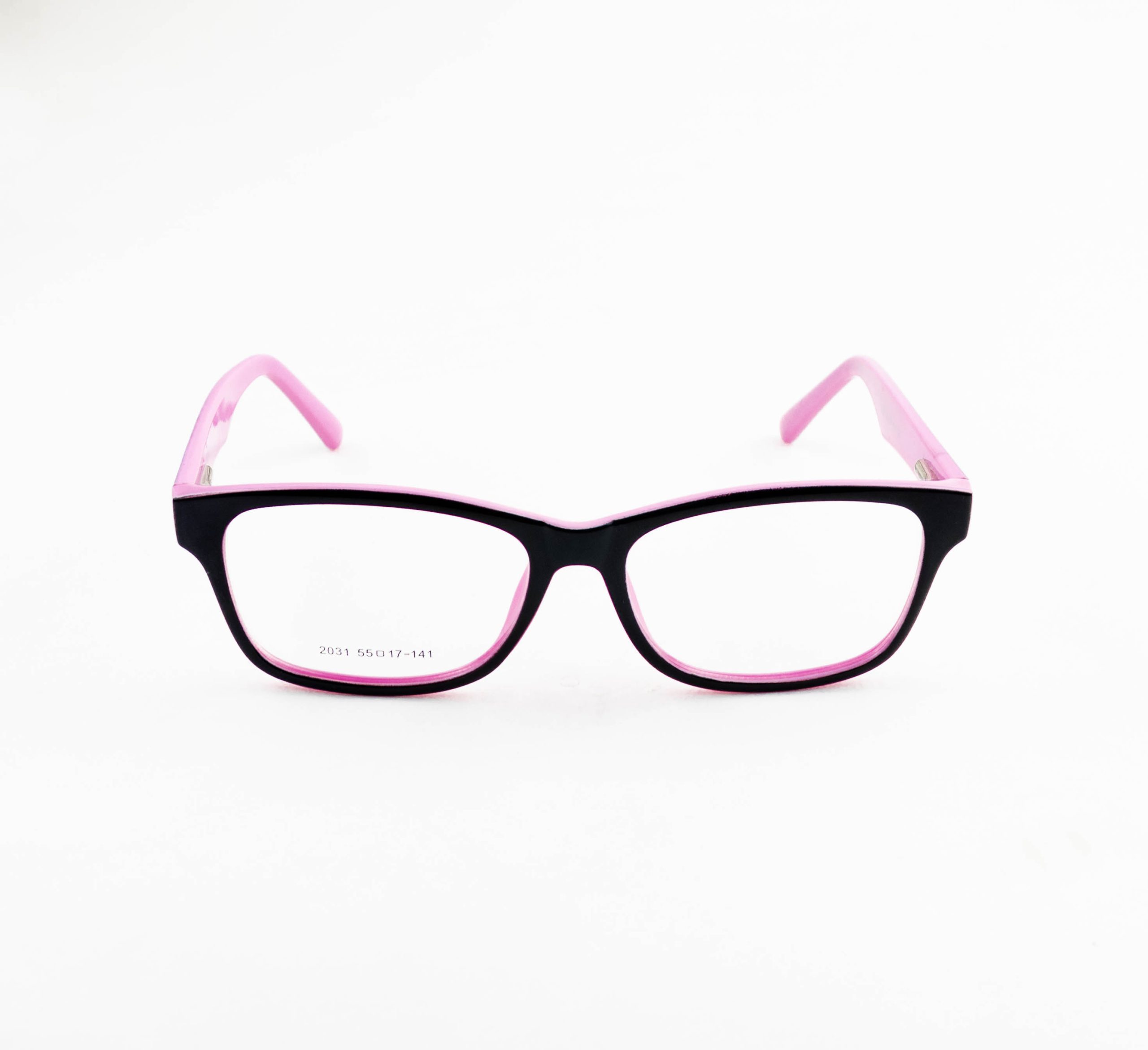armação oculos acetato 2031 quadrado feminino preto/rosa 55.17.141
