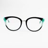 Armação Feminino Óculos Grau 10034 preto/Verde C6 Acetato Chapa Brilhante_Metal Medidas_53.20.140