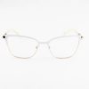 Armação oculos metal 23206 gatinho feminino branco c5 53.18.140